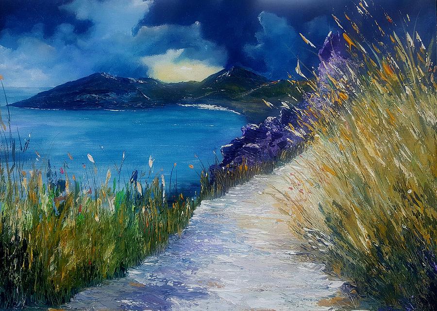 Achill Island Painting - Evening at Keem Bay Co Mayo by Conor Murphy