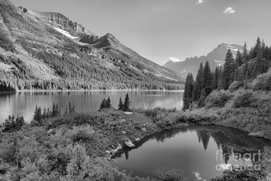 Evening At Lake Josephine Black And White Photograph by Adam Jewell