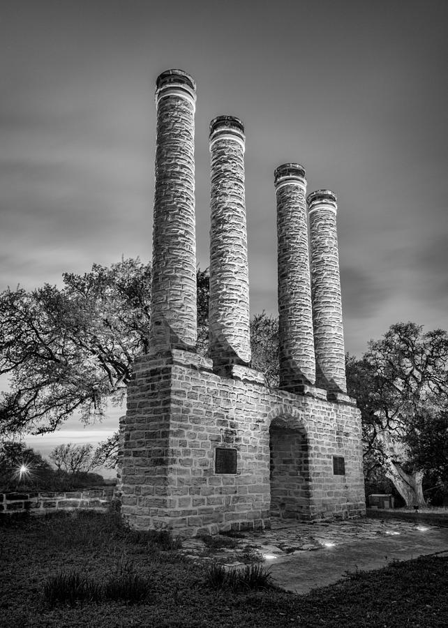 Evening At The Columns in Black and White Photograph by Stephen Stookey