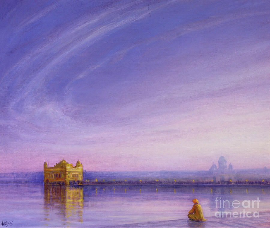 Evening at the Golden Temple, Amritsar Painting by Derek Hare