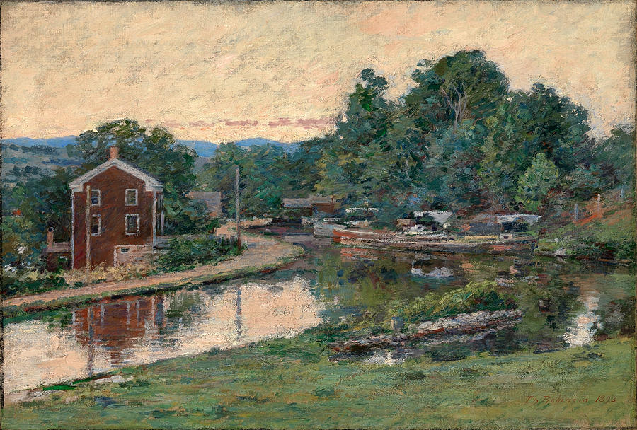 Theodore Robinson Painting - Evening at the Lock. Napanoch New York by Theodore Robinson
