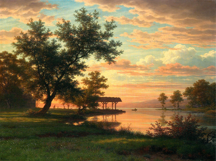 Evening Atmosphere by the Lakeside Painting by Robert Zuend