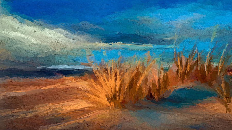 Evening beach dunes Mixed Media by Anthony Fishburne