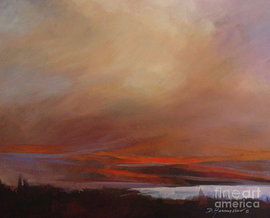 Skyscape Painting - Evening blush by Delores Herringshaw