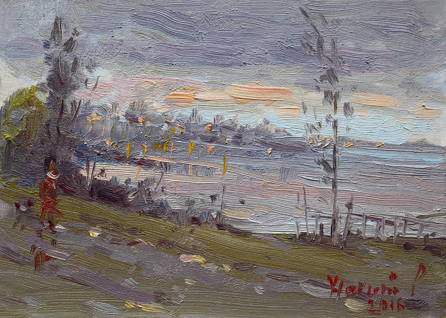 Evening Painting - Evening By The River by Ylli Haruni Evening Painting - Evening By The River by Ylli Haruni