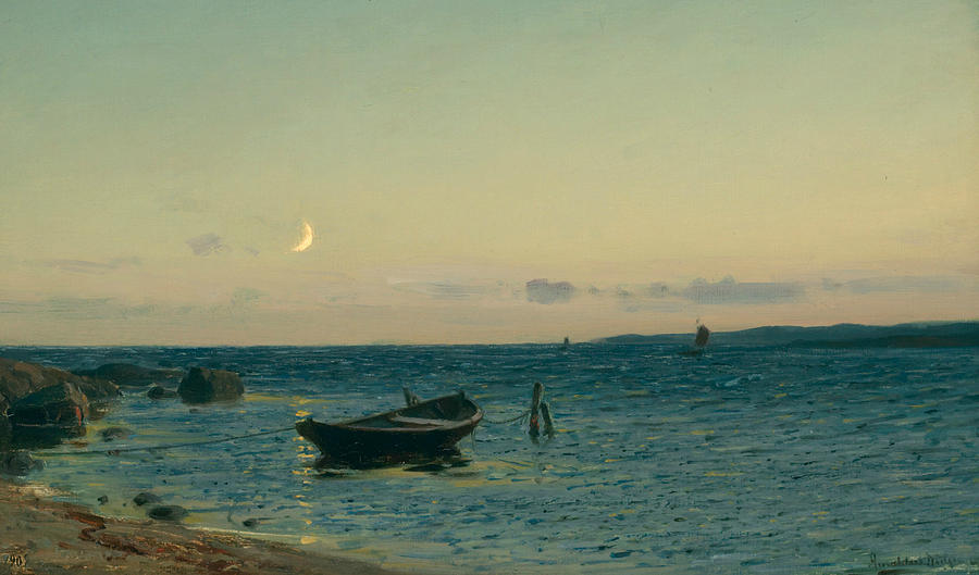 Evening by the Sea Painting by Amaldus Nielsen