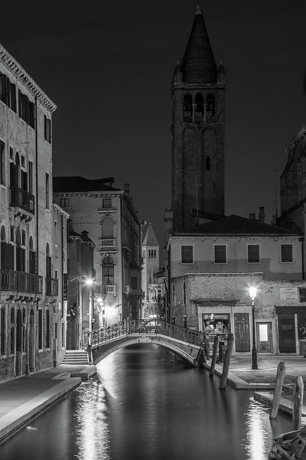 Evening Canal in Venice to the tower  Photograph by John McGraw