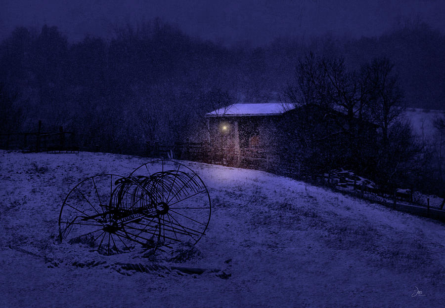 Winter Photograph - Evening Chores by Ron Jones