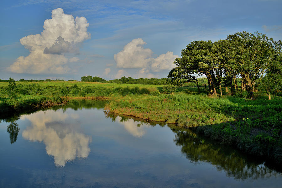 Evening Cloud Reflection on Nippersink Creek in Glacial Park Photograph by Ray Mathis