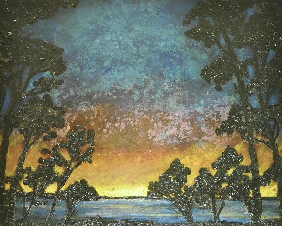 Tree Mixed Media - Evening Colors II by Maria Boudreaux