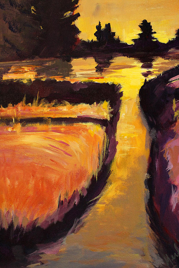 Evening Creek Painting by Nancy Merkle
