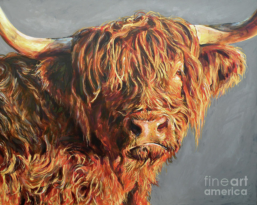 Cow Painting - Evening Glow by Leigh Banks