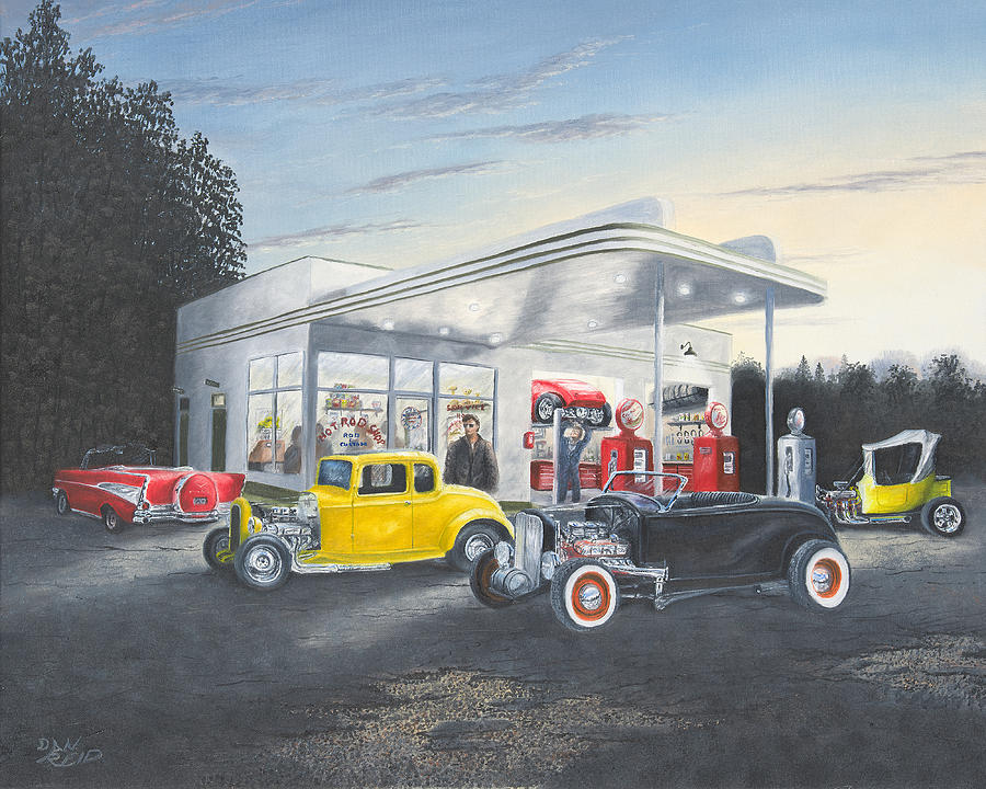 Evening Hot Rods Painting by Dan Reid - Fine Art America