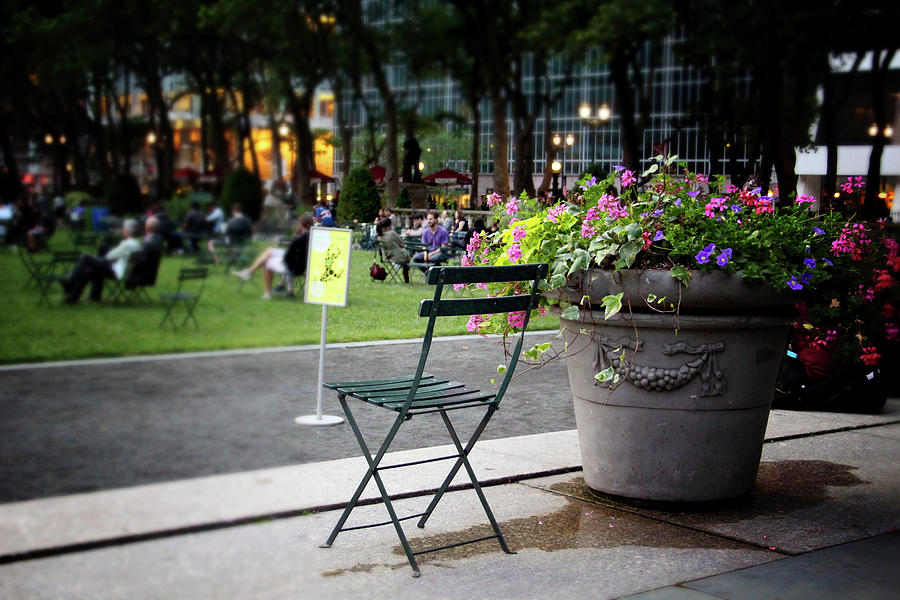 Summer Photograph - Evening In Bryant Park- Photography by Linda Woods by Linda Woods
