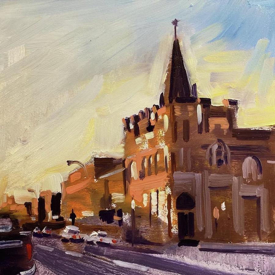 Sunset Painting - Evening in Fairfield by Spencer Meagher