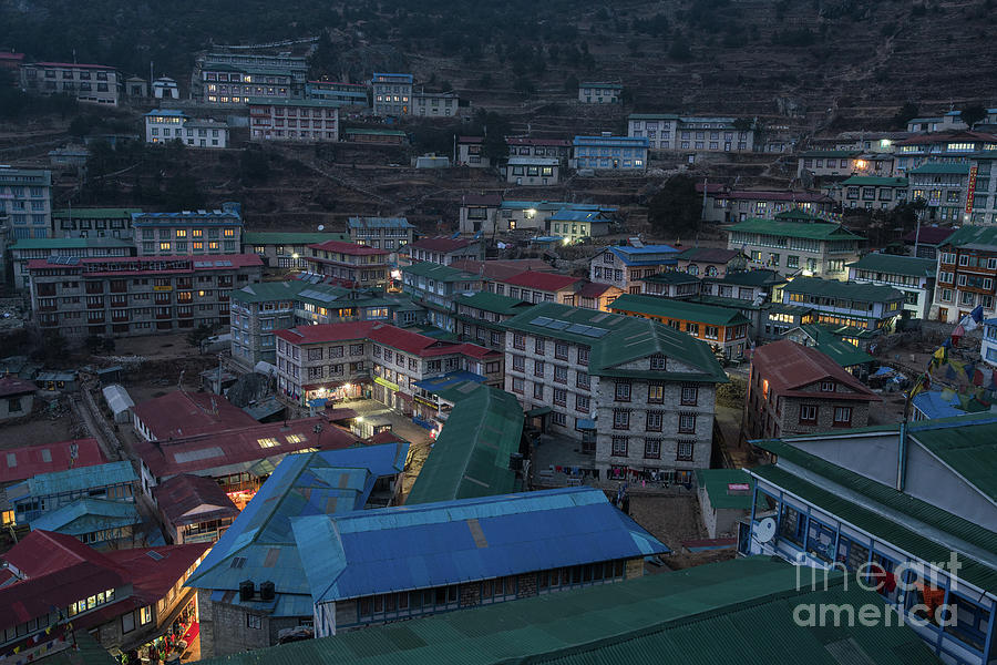 Evening in Namche Nepal Photograph by Mike Reid
