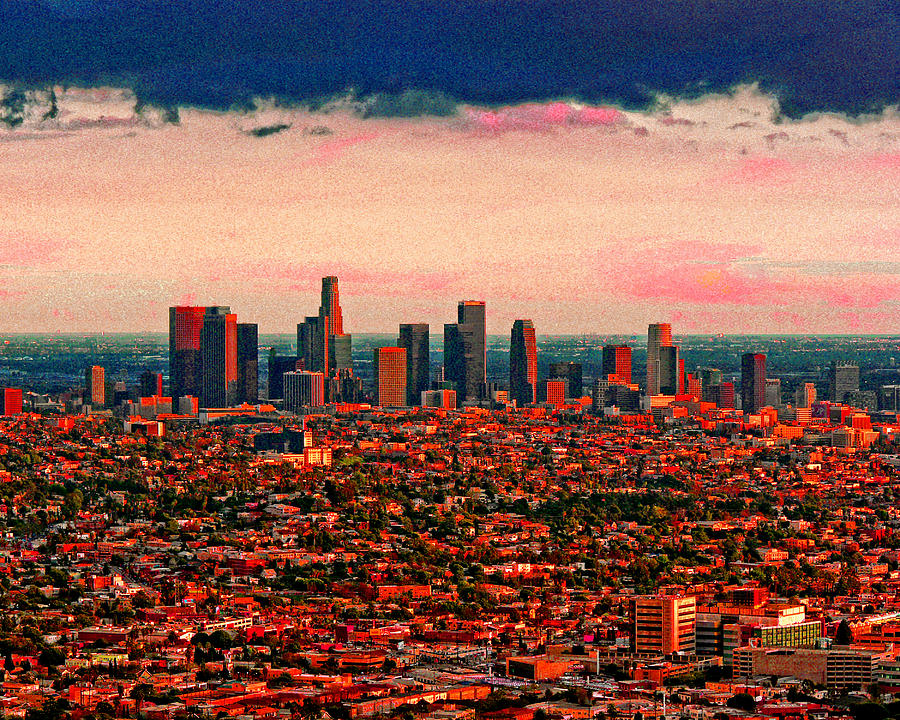 Evening in the City of the Angels Photograph by Timothy Bulone