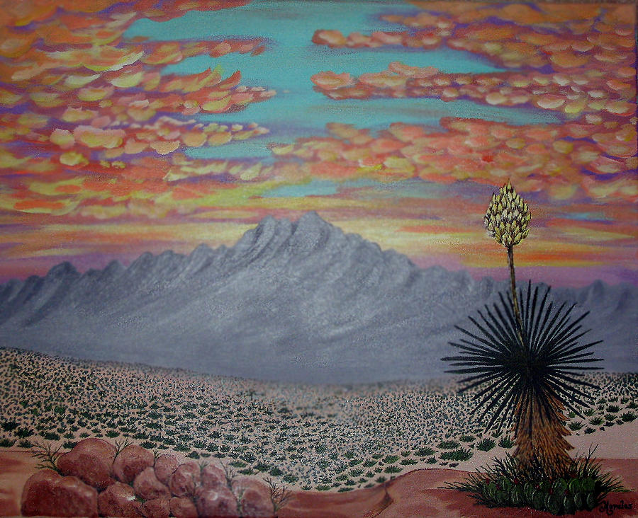 Desertscape Painting - Evening in the Desert by Marco Morales