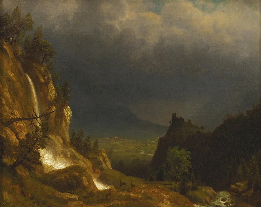 Evening in the Mountains Painting by Albert Bierstadt