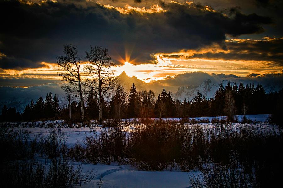 Sunset Photograph - Evening in the Tetons by Gemdelin Jackson