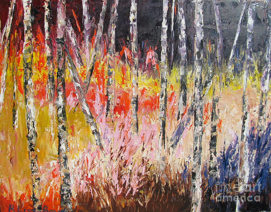 Evening in the Woods Pallet Knife Painting Painting by Lisa Boyd