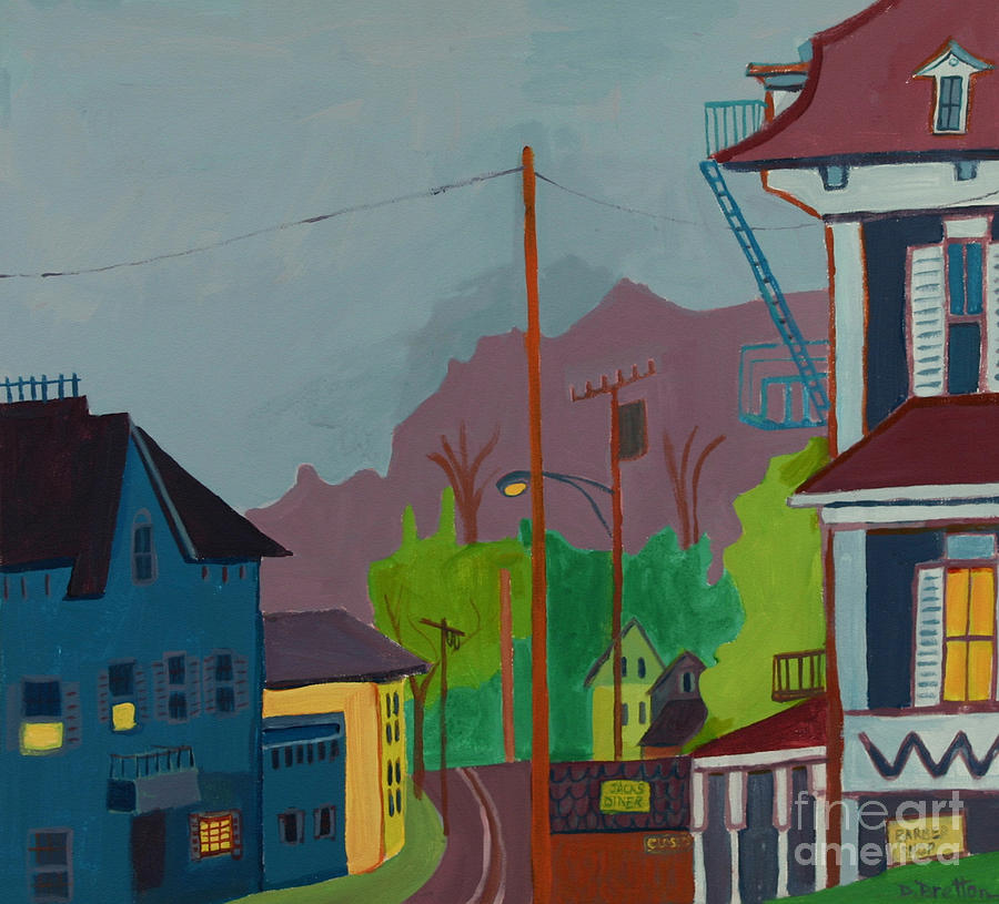 Town Painting - Evening in Town Chelmsford MA by Debra Bretton Robinson Town Painting - Evening in Town Chelmsford MA by Debra Bretton Robinson