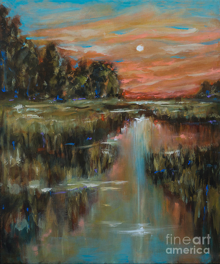 Evening Landscape Painting by Linda Olsen