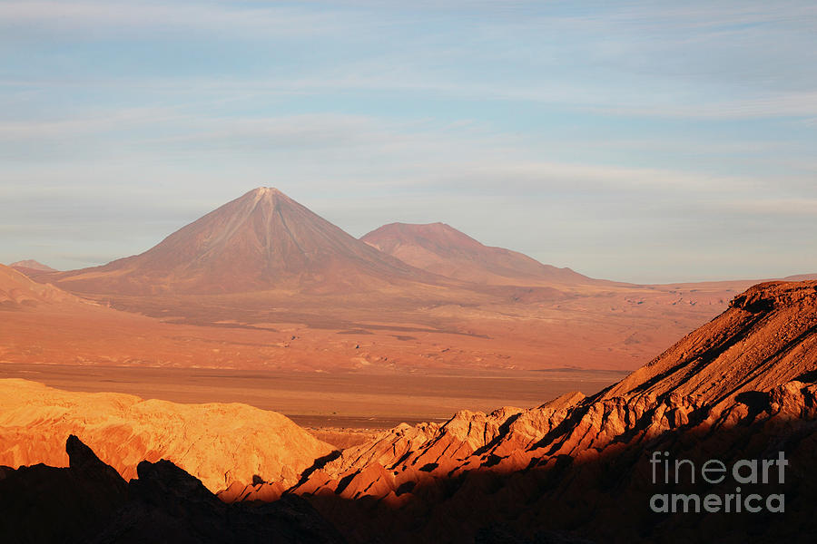 Evening Light on Atacama Desert and Licancabur Volcano Chile Photograph by James Brunker