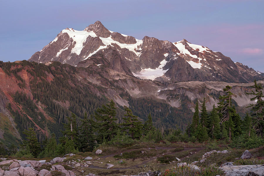 Evening Light on Mount Shuksan from Huntoon Point Photograph by Michael Russell