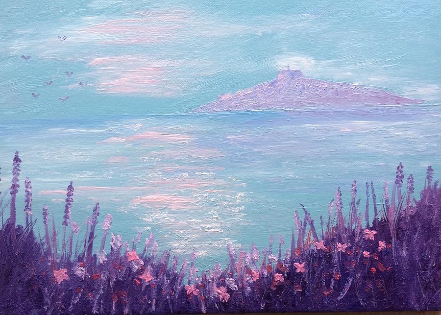 Evening light over Mounts Bay Painting by Barbara Magor