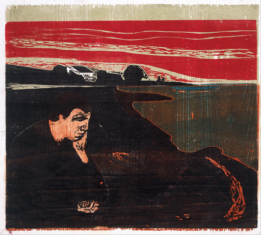 Evening. Melancholy Drawing by Edvard Munch
