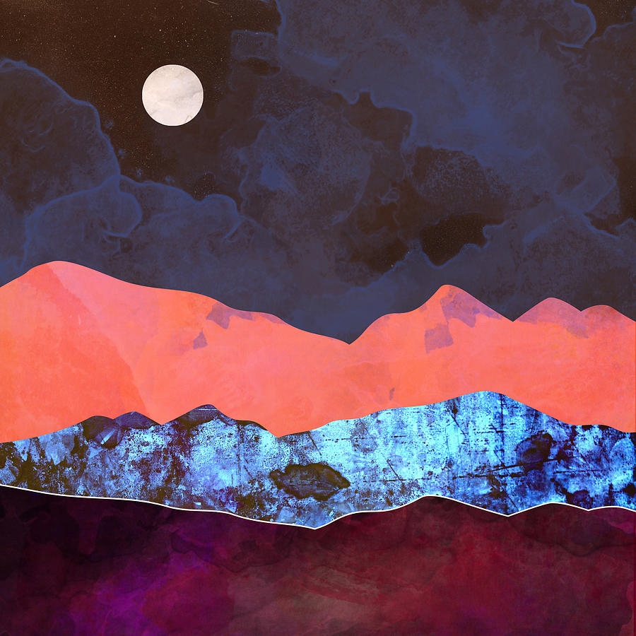 Abstract Digital Art - Evening Moon by Spacefrog Designs