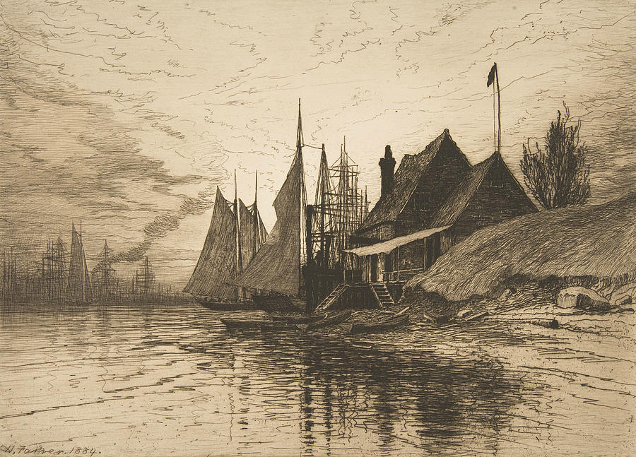 Evening, New York Harbor Relief by Henry Farrer