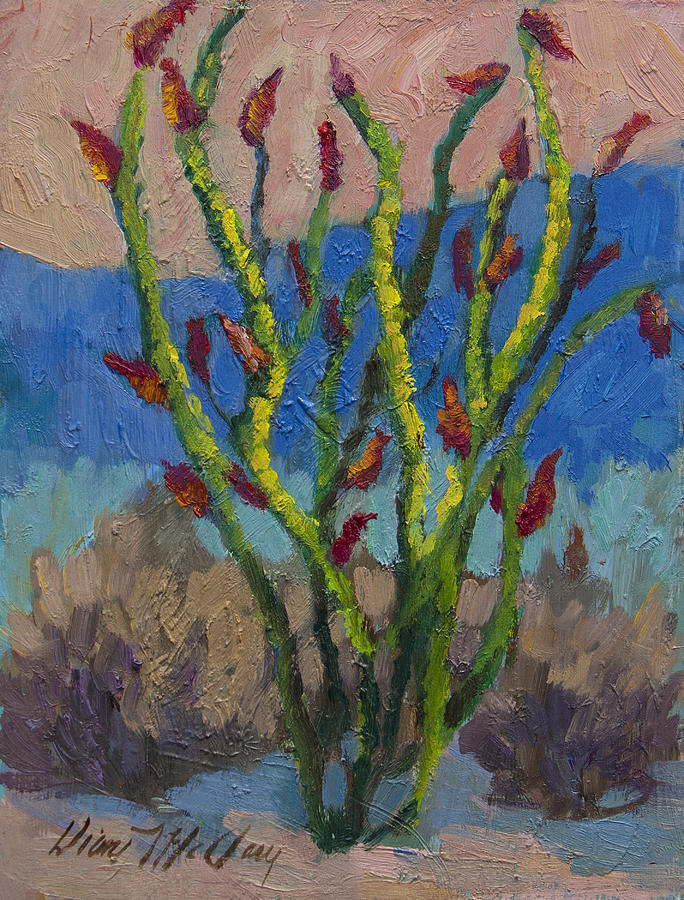 Evening Ocotillo Painting by Diane McClary