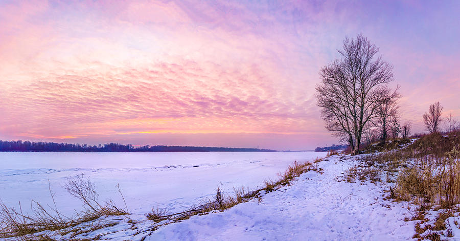 Evening on frozen Vistula Photograph by Dmytro Korol