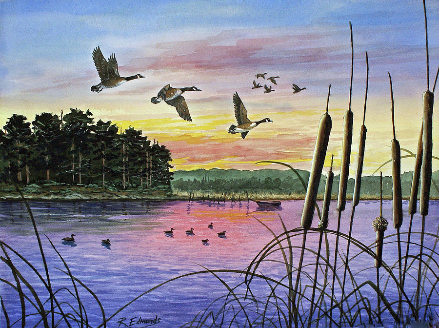 Marsh Painting - Evening over the Marsh 2 by Raymond Edmonds