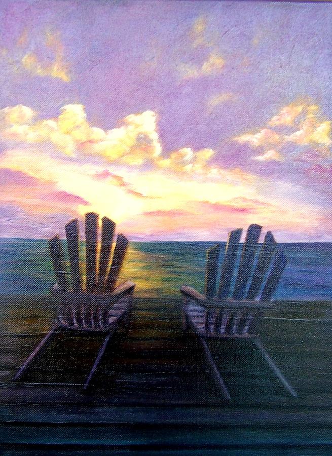 Evening Peace on the Dock.  SOLD Painting by Susan Dehlinger