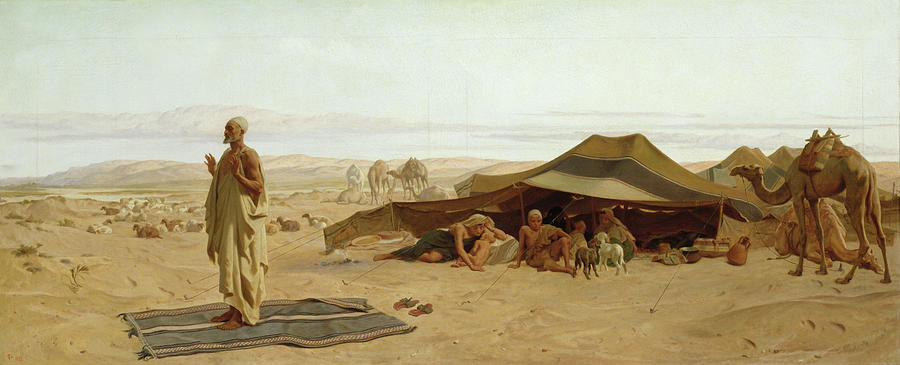 Goat Painting - Evening Prayer in the West by Frederick Goodall