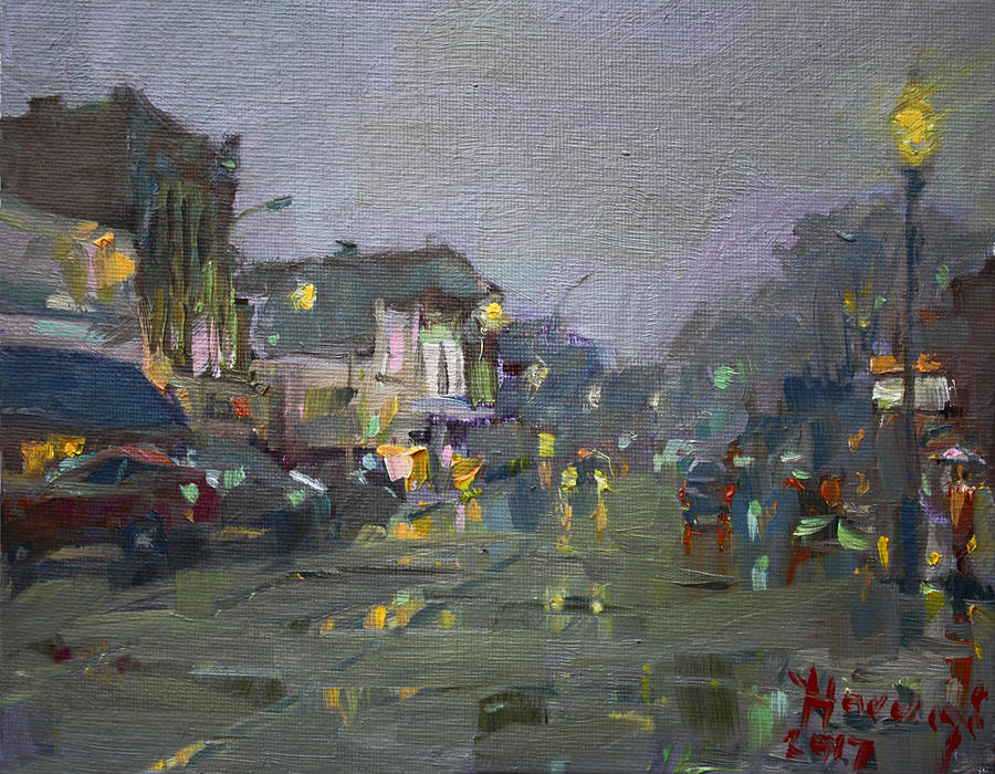 Car Painting - Evening Rain at Webster St by Ylli Haruni