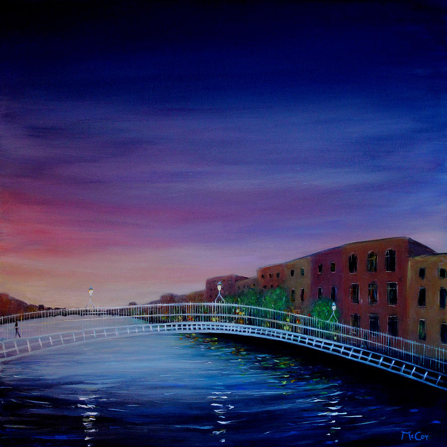 Sunset Painting - Evening Reflections Dublin  by K McCoy