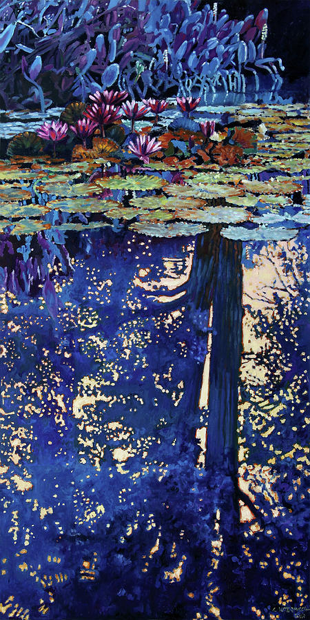 Evening Reflections on the Pond Painting by John Lautermilch