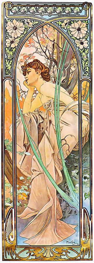 Evening Reverie Painting by Alphonse Mucha