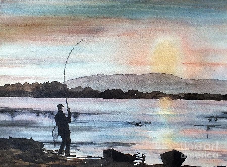 F 798 Evening Rise, Lough Mask, Mayo Painting by Val Byrne