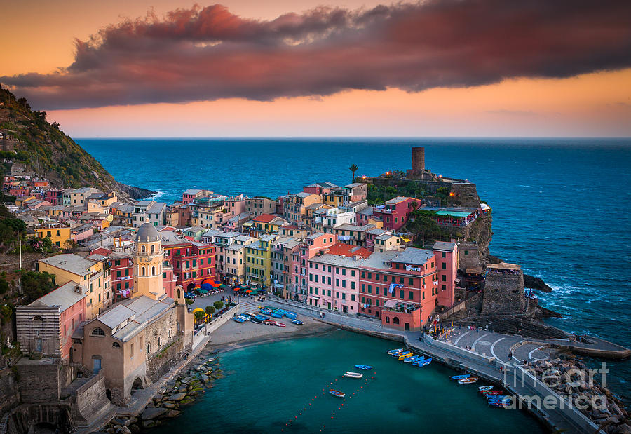Evening rolls into Vernazza Photograph by Inge Johnsson
