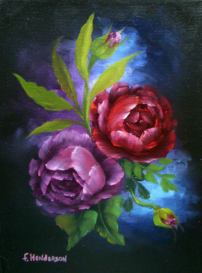 Roses Painting - Evening Roses by Francine Henderson Roses Painting - Evening Roses by Francine Henderson