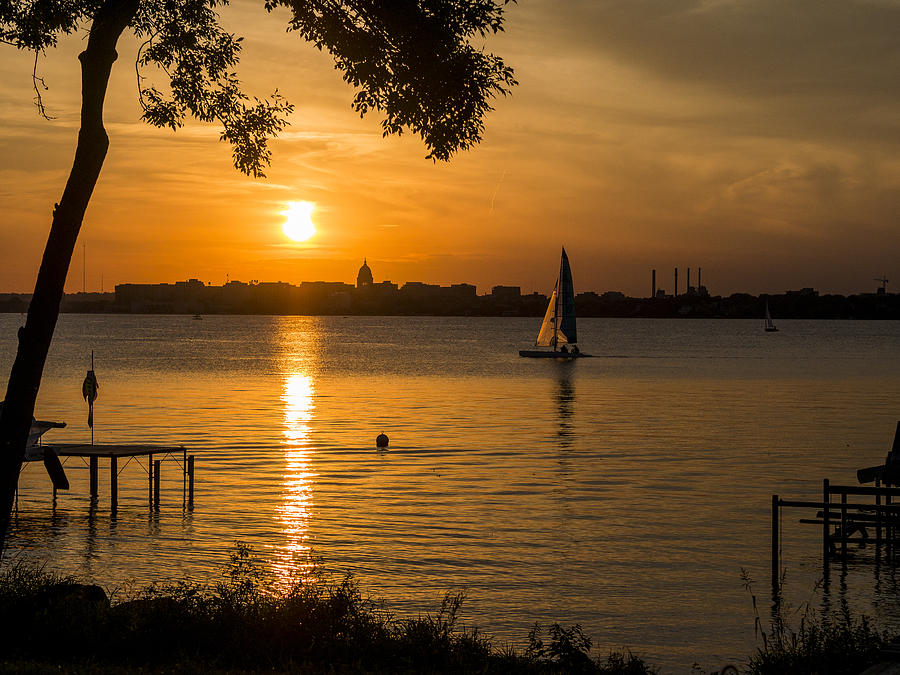Madison Photograph - Evening Sail - Madison - Wisconsin by Steven Ralser