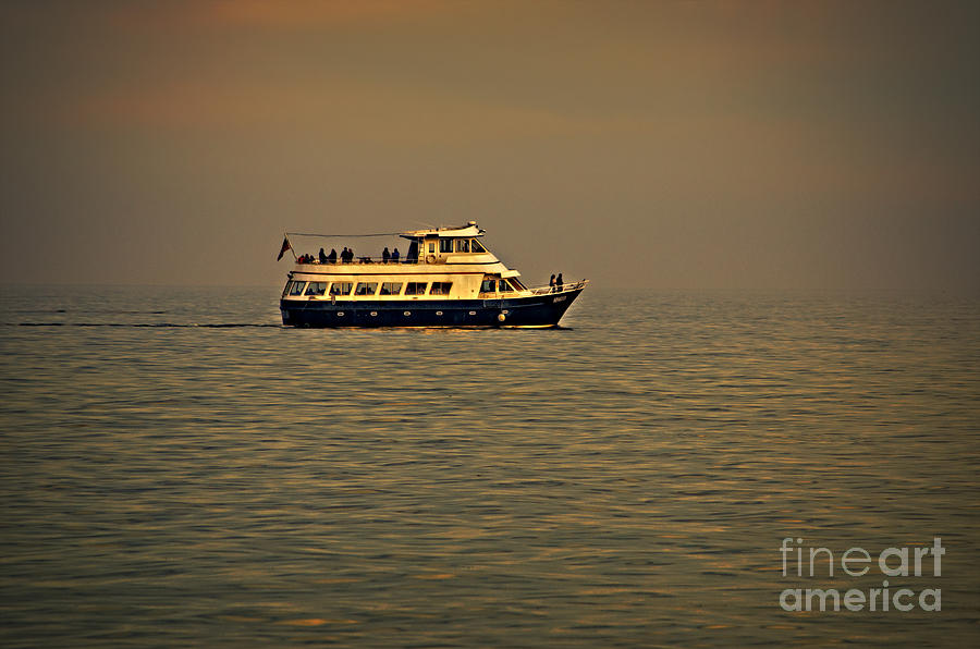 Great Lakes Photograph - Evening Sail on Lake Michigan by Mary Machare