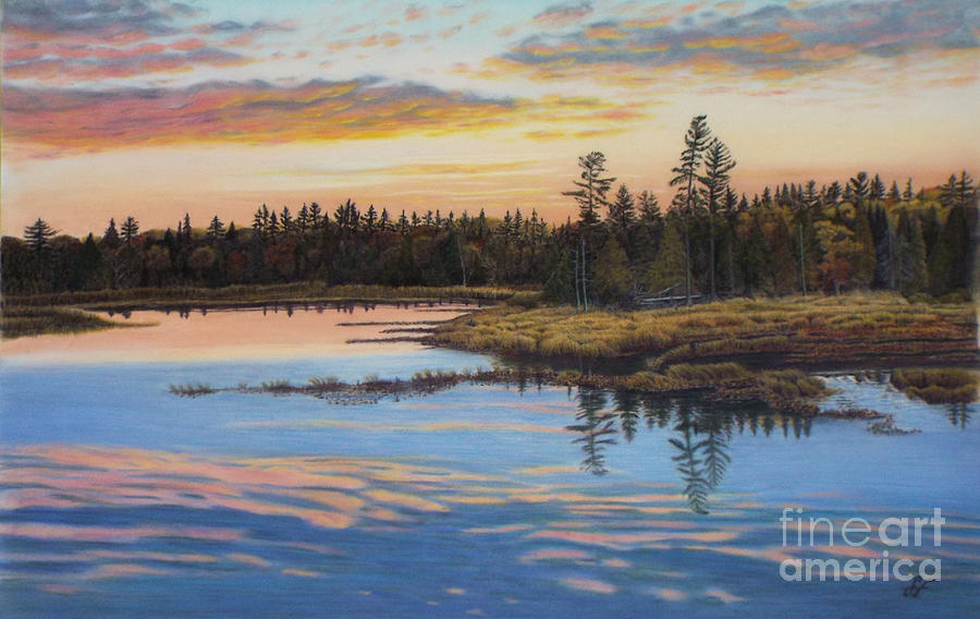 Algonquin Park Drawing - Evening Sigh view from highway 60 in Algonquin Park by Susan Fraser SCA  B Sc