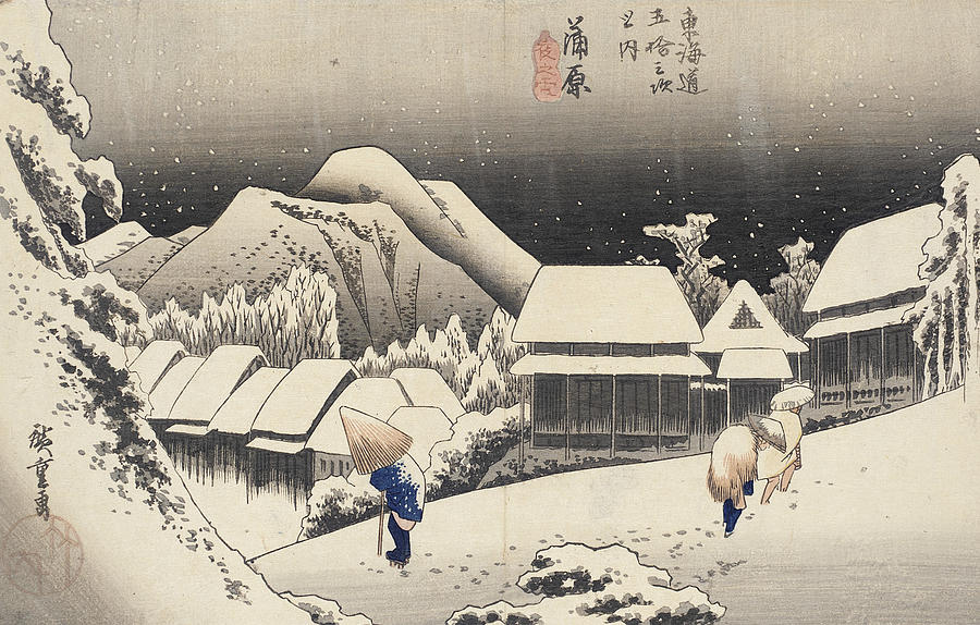 Winter Painting - Evening Snow at Kanbara by Hiroshige