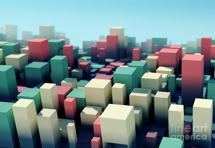 Design Digital Art - Evening Square Variation Pattern Abstract 3D Cityscape DOF by Frank Ramspott Design Digital Art - Evening Square Variation Pattern Abstract 3D Cityscape DOF by Frank Ramspott